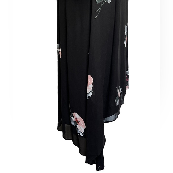 NWT Witchery Womens Dress Black Size 12 V-Neck Sheer Sleeves Maxi Red Flower - Picture 7 of 16